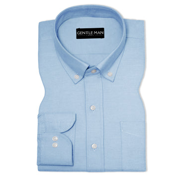 Sky Blue Oxford Cotton Shirt For Man