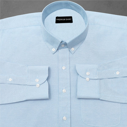Sky Blue Oxfords Cotton Shirt For Men