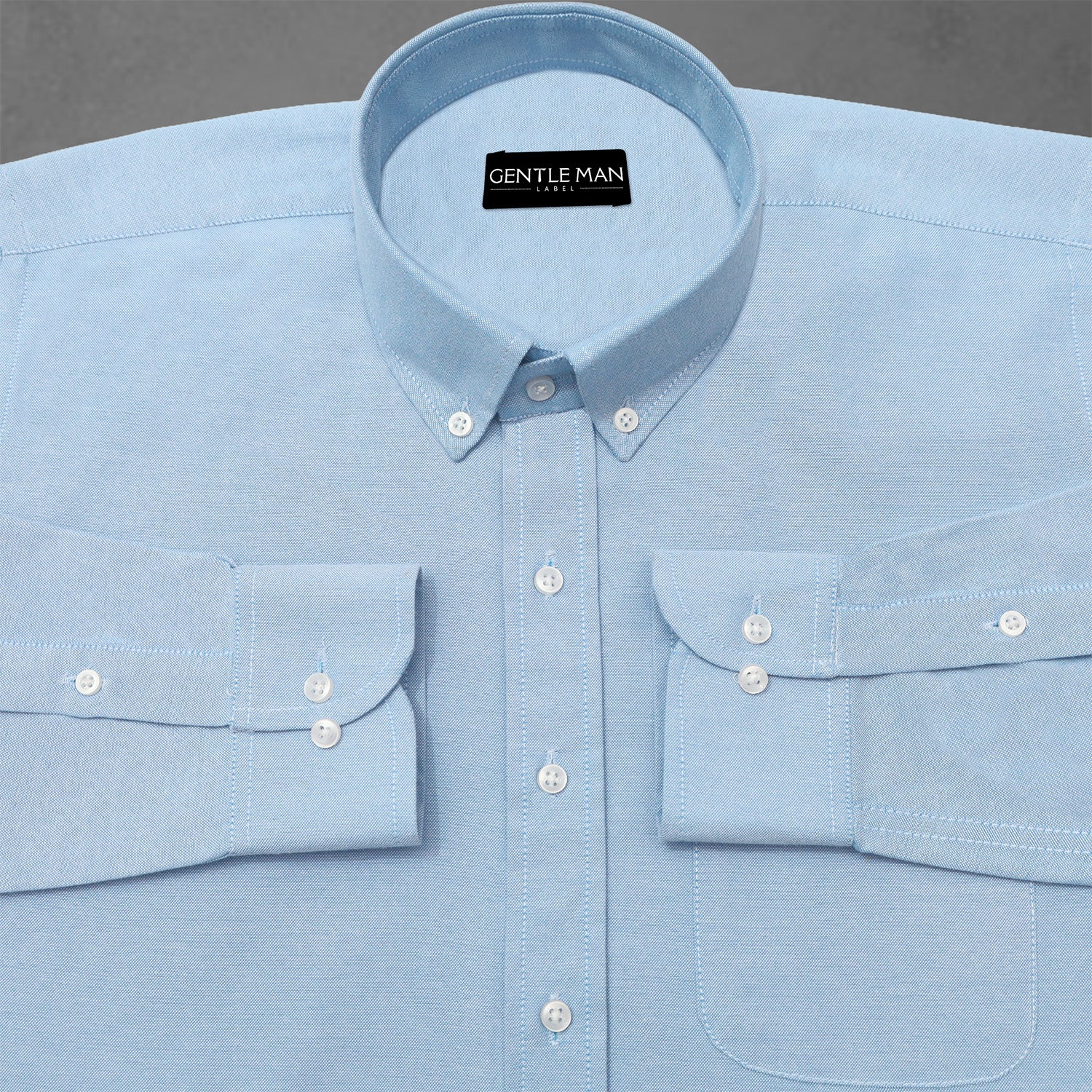 Sky Blue Oxford Cotton Shirt For Man