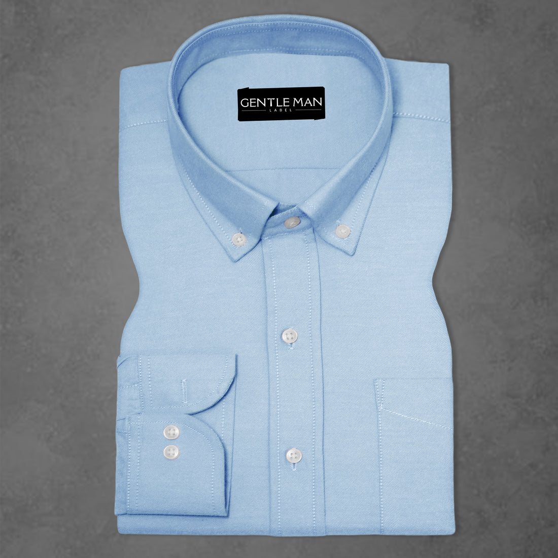 Sky Blue Oxford Cotton Shirt For Man
