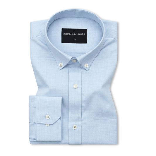 Sky Blue Oxfords Cotton Shirt For Men