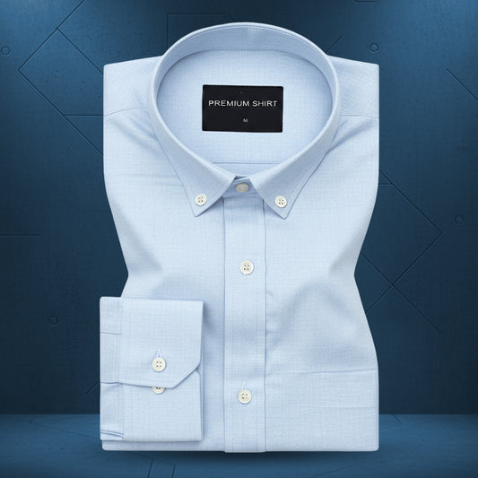 New Sky Blue Oxford Cotton Shirt For Men