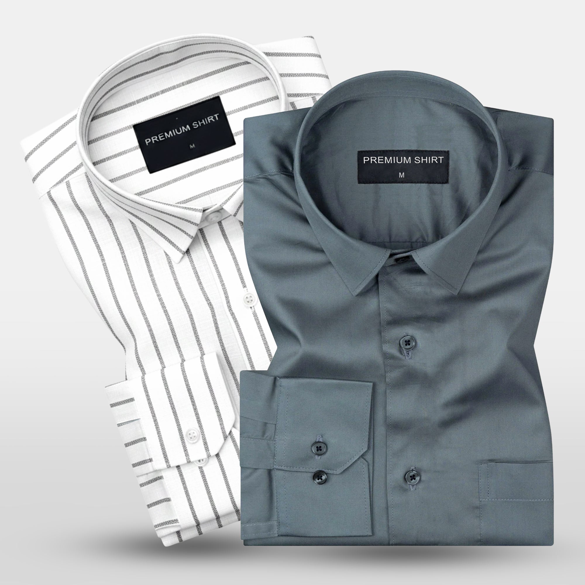 Urban Teal & Charcoal Pinstripe Linen Shirts Bundle for Men