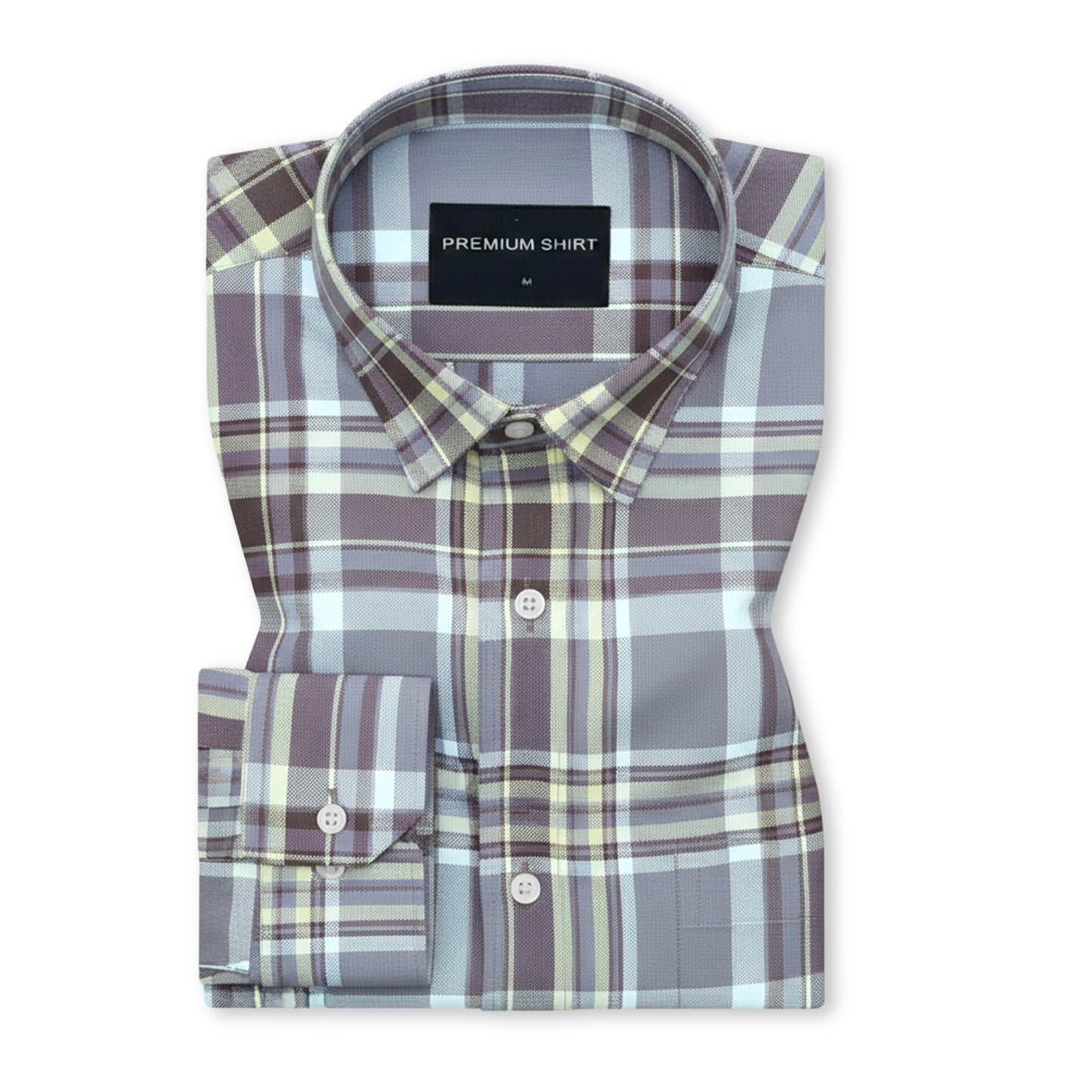 Walnut Beige Classic Check Cotton Shirt for Men
