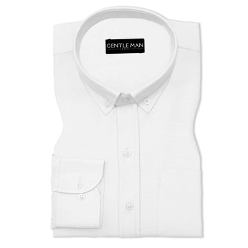 Pearl White Oxford Cotton Shirt For Man