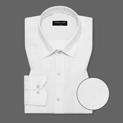 White Textured Linen Shirt For Men