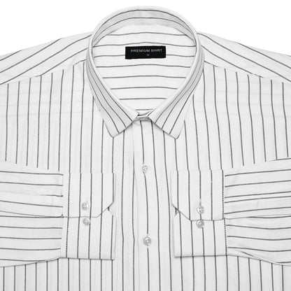 Charcoal Black Pinstripe Oxford Shirt For Men