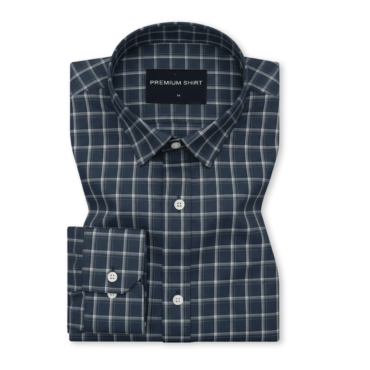 Dark Sapphire Classic Check Cotton Blend Shirt for Men