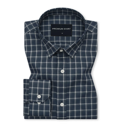 Dark Sapphire Classic Check Cotton Blend Shirt for Men