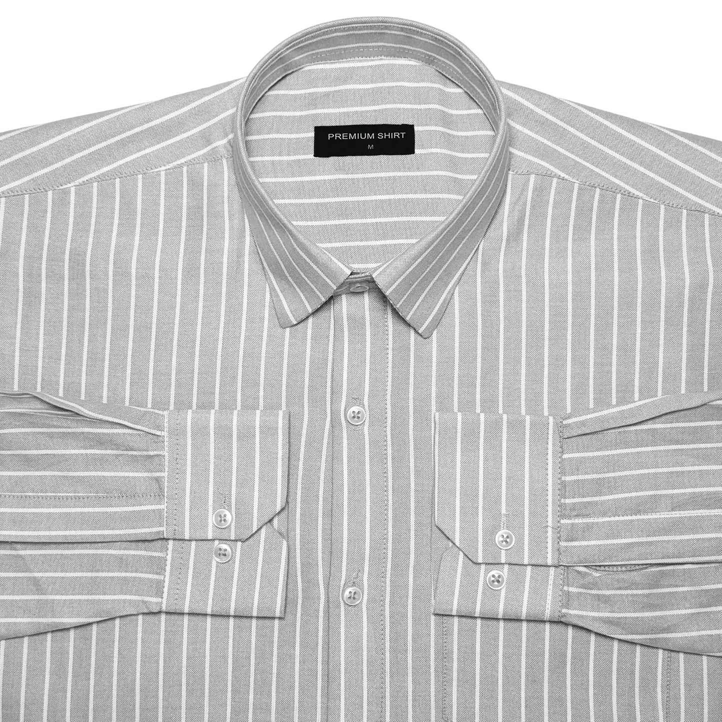 Bold Silver Pinstripe Oxford Shirt For Men