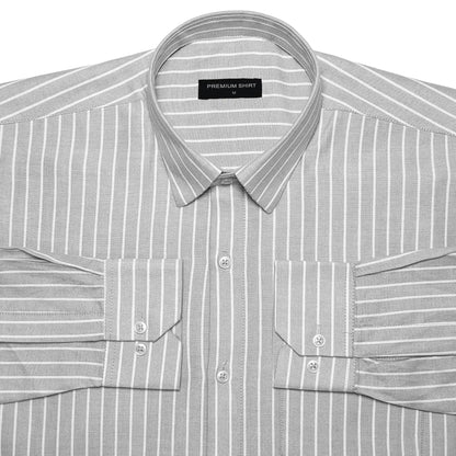 Bold Silver Pinstripe Oxford Shirt For Men
