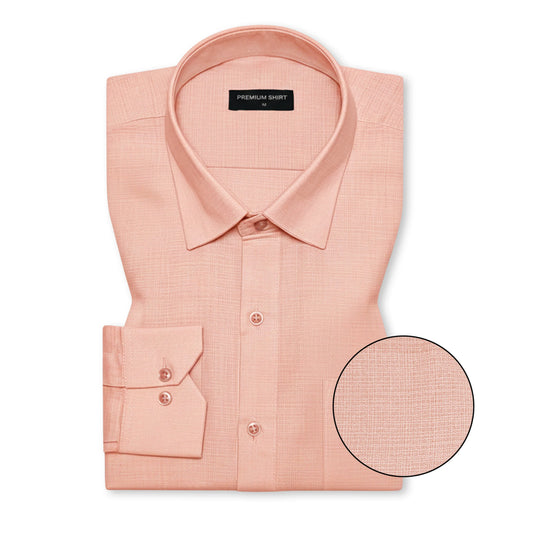 Rose Gold Textured Linen Shirt For Men