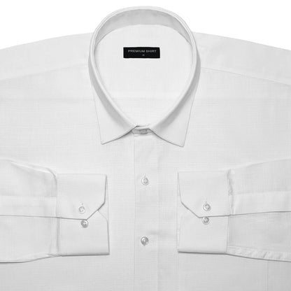 White Textured Linen Shirt For Men