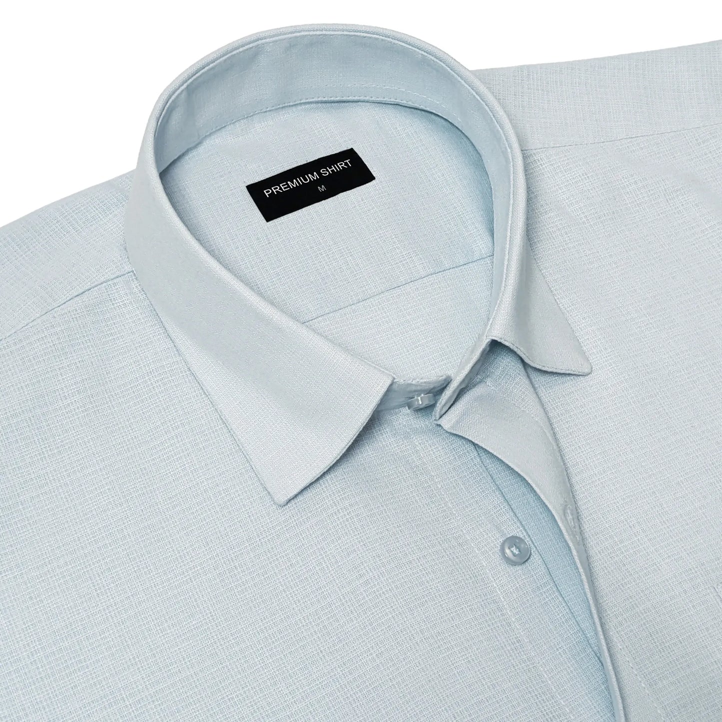 Sky Blue Textured Linen Shirt For Men