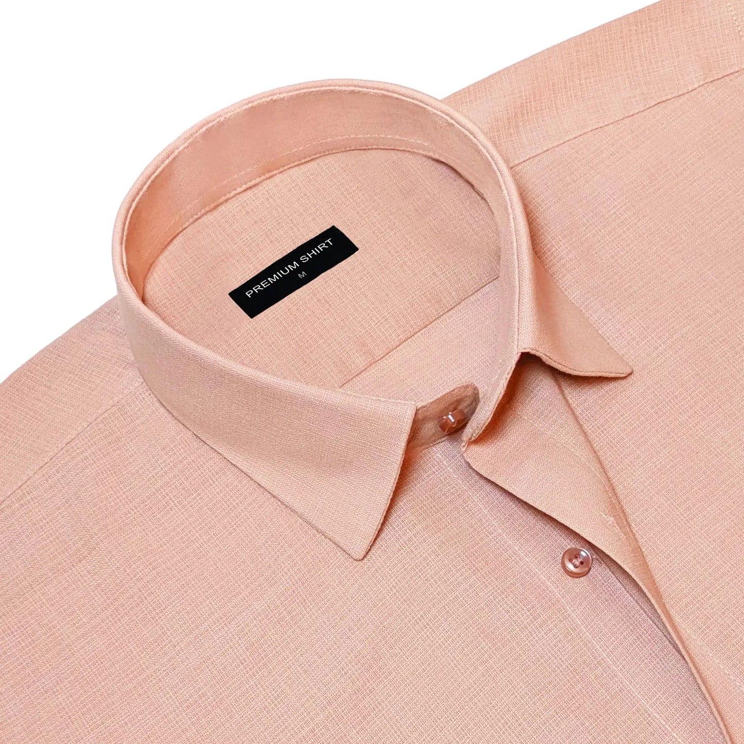 Rose Gold Textured Linen Shirt For Men