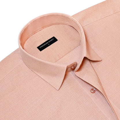 Rose Gold Textured Linen Shirt For Men