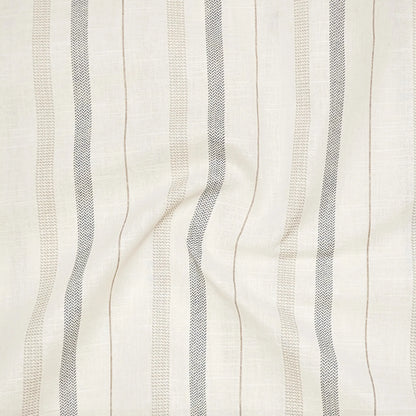 Charcoal Beige Stripe Linen Shirt For Men