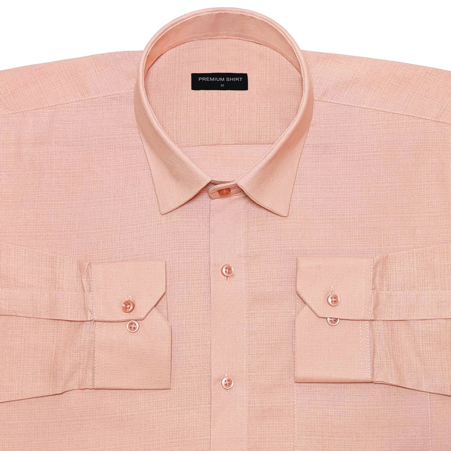 Rose Gold Textured Linen Shirt For Men