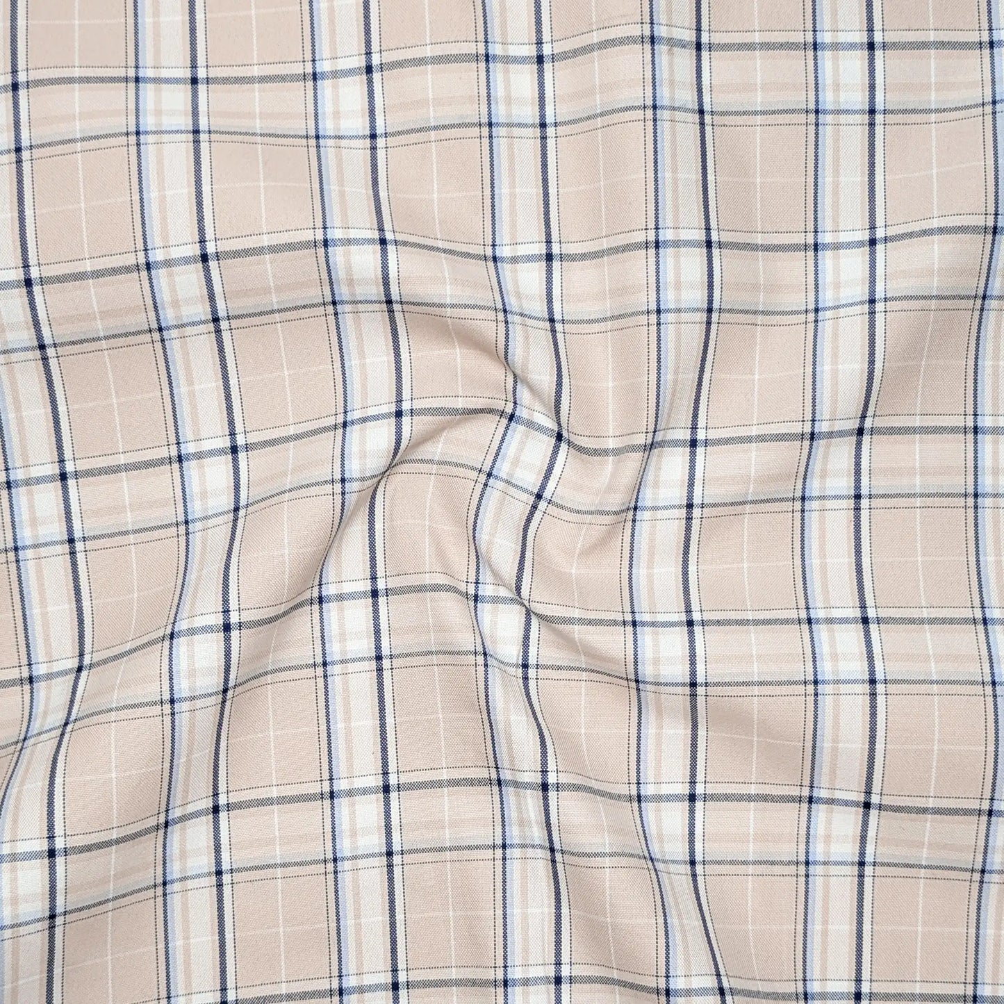 Beige & Blue Classic Check Oxford Shirt for Men