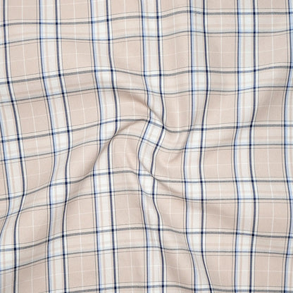 Beige & Blue Classic Check Oxford Shirt for Men
