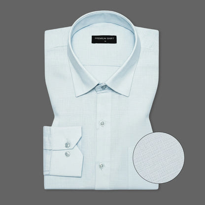 Sky Blue Textured Linen Shirt For Men