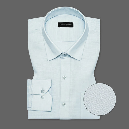 Sky Blue Textured Linen Shirt For Men