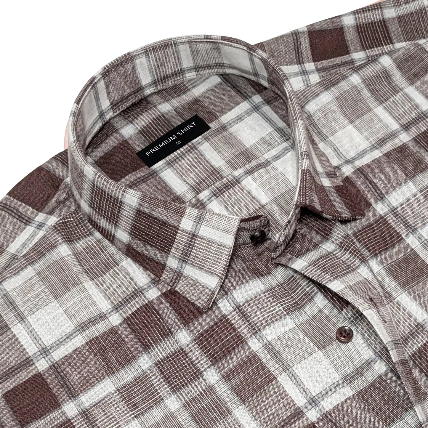 Brown Check Linen Shirt For Men
