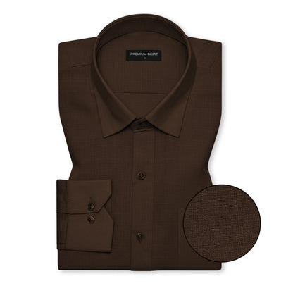 Brown Textured Linen Shirt For Men