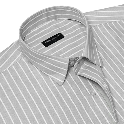 Bold Silver Pinstripe Oxford Shirt For Men
