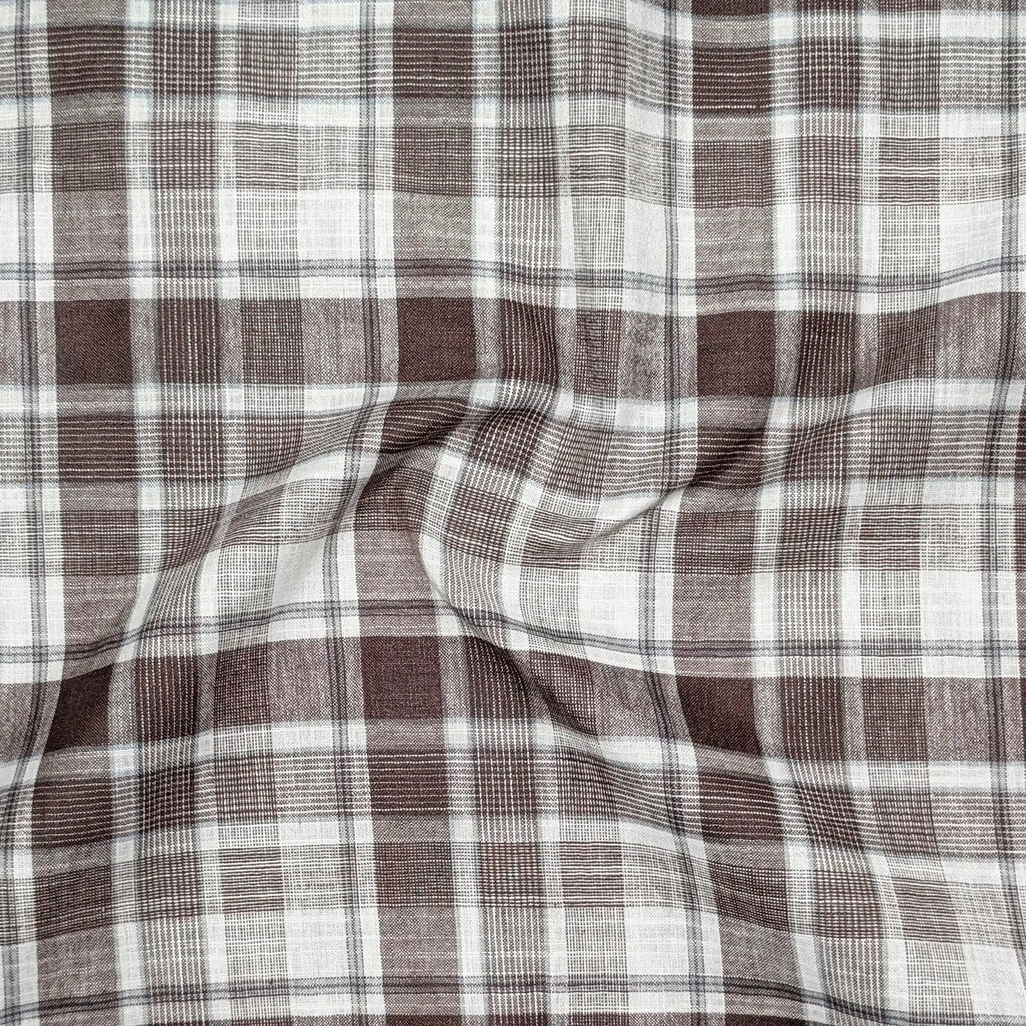 Brown Check Linen Shirt For Men