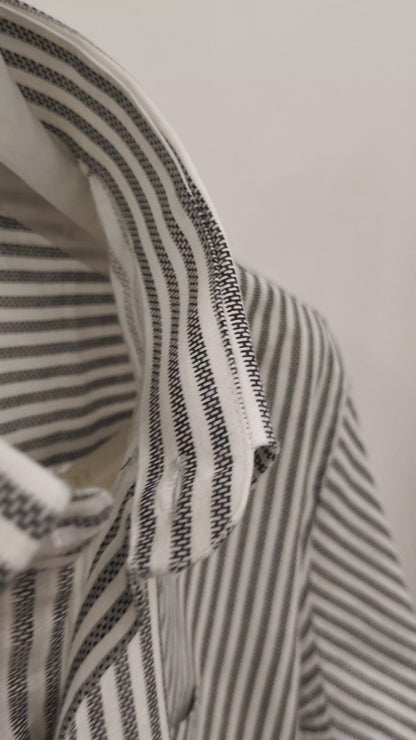 Black Prism Pinstripe Linen Shirt For Men