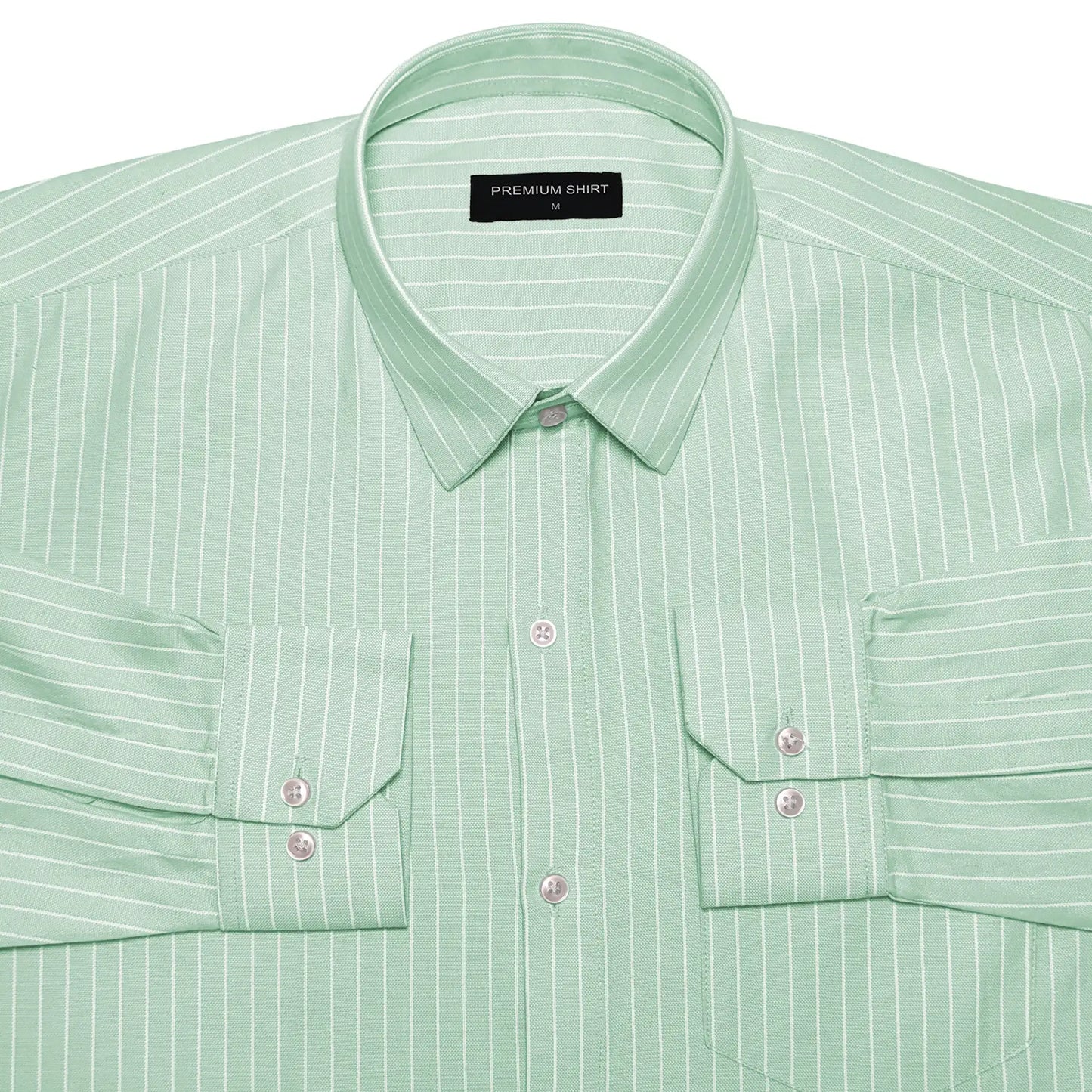 Mint Green Pinstripe Oxford Shirt For Men