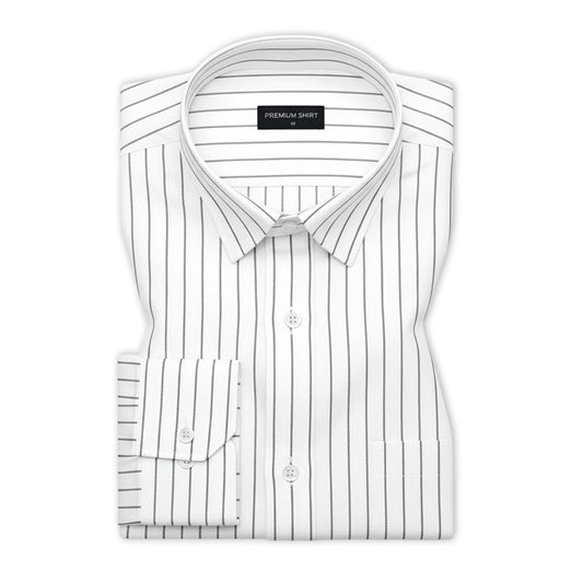 Charcoal Black Pinstripe Oxford Shirt For Men