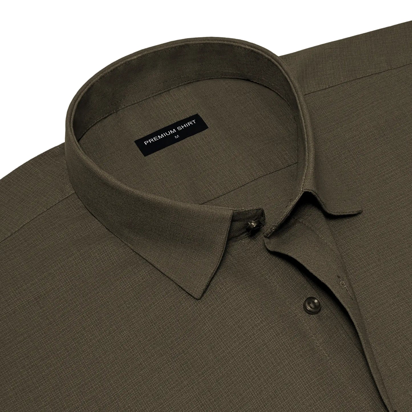 Olive Textured Linen Shirt For Men