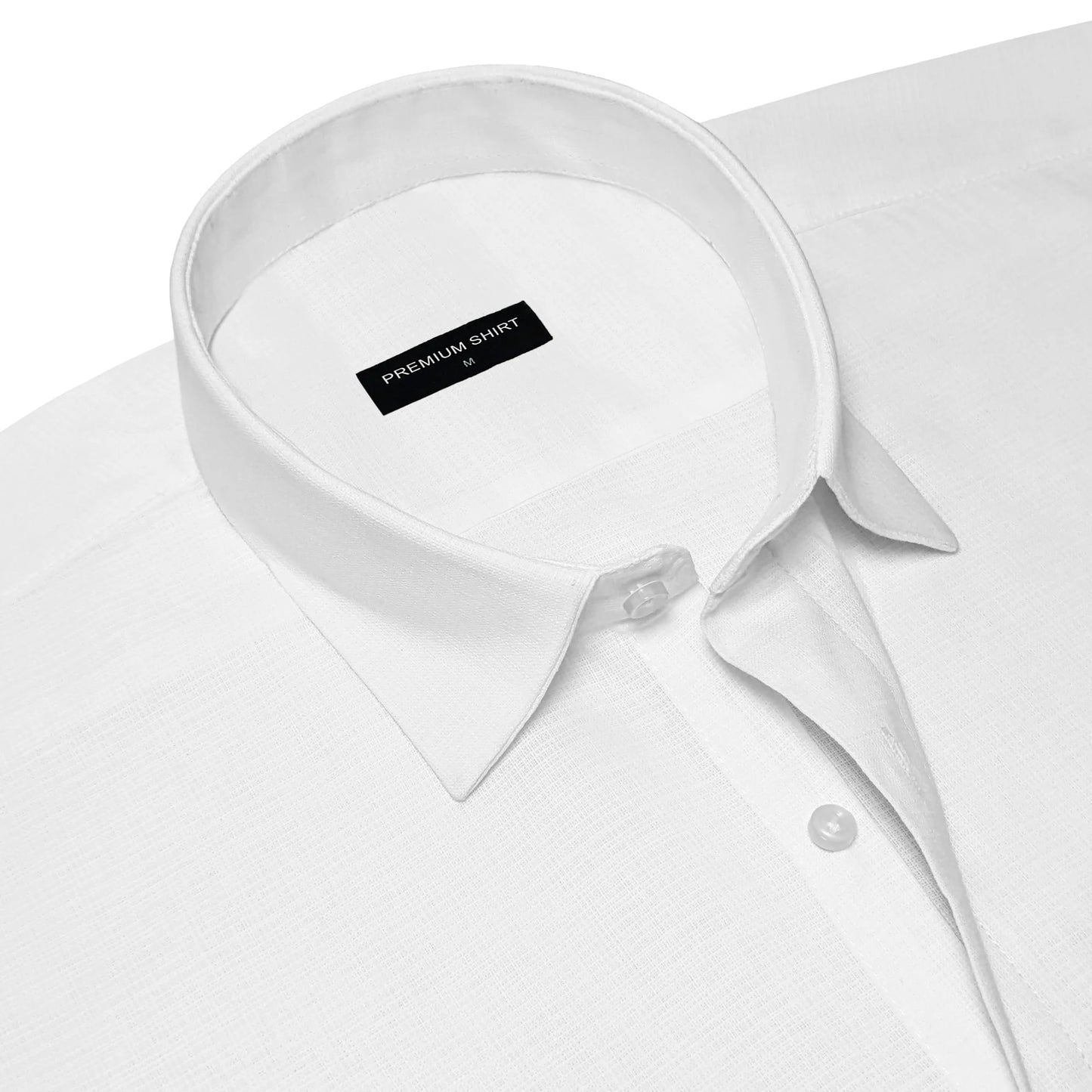 White Textured Linen Shirt For Men