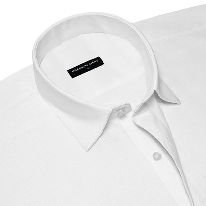 White Textured Linen Shirt For Men
