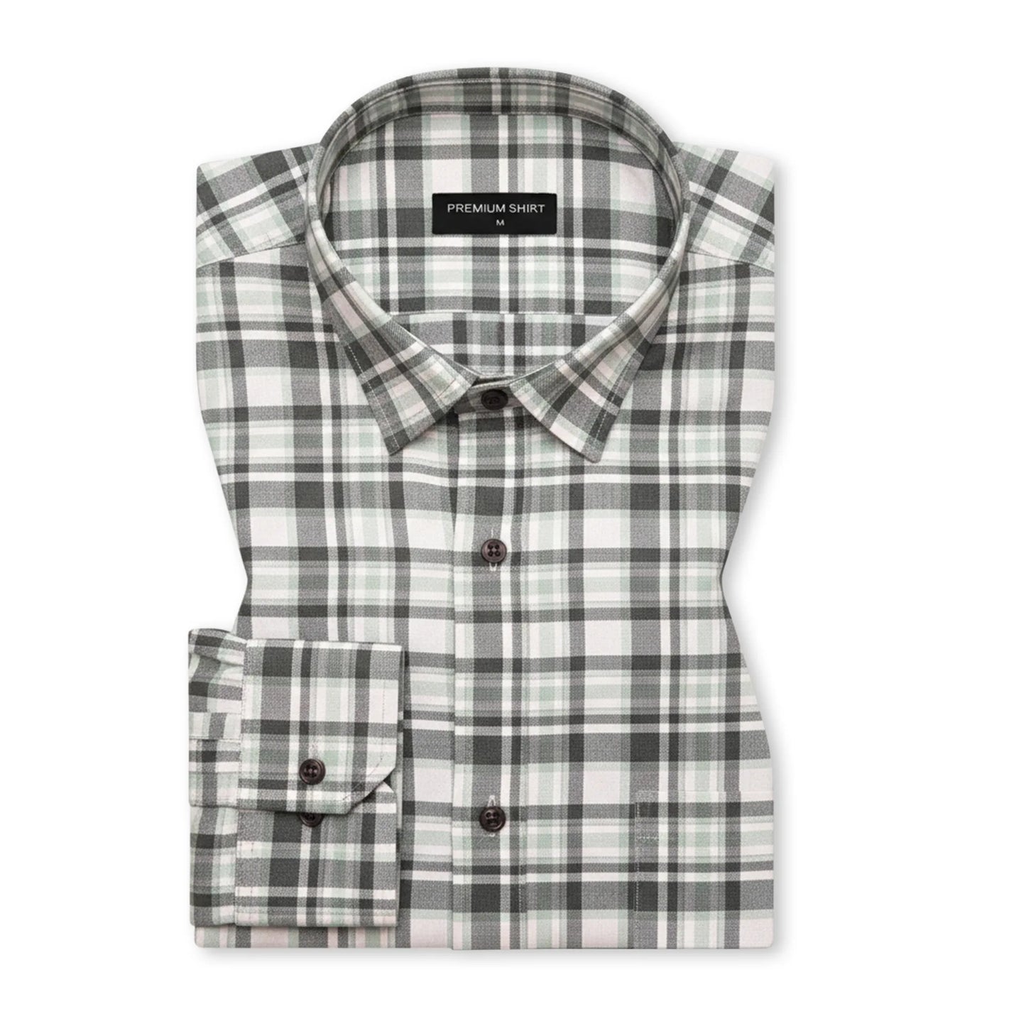 Forest Green Classic Check Cotton Blend Shirt for Men