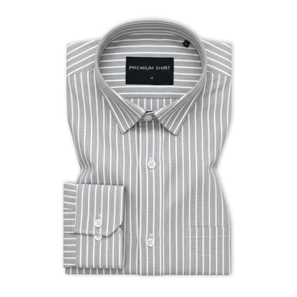 Bold Silver Pinstripe Oxford Shirt For Men