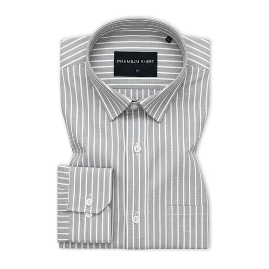 Bold Silver Pinstripe Oxford Shirt For Men