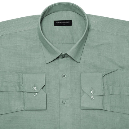 Green Textured Linen Shirt For Men