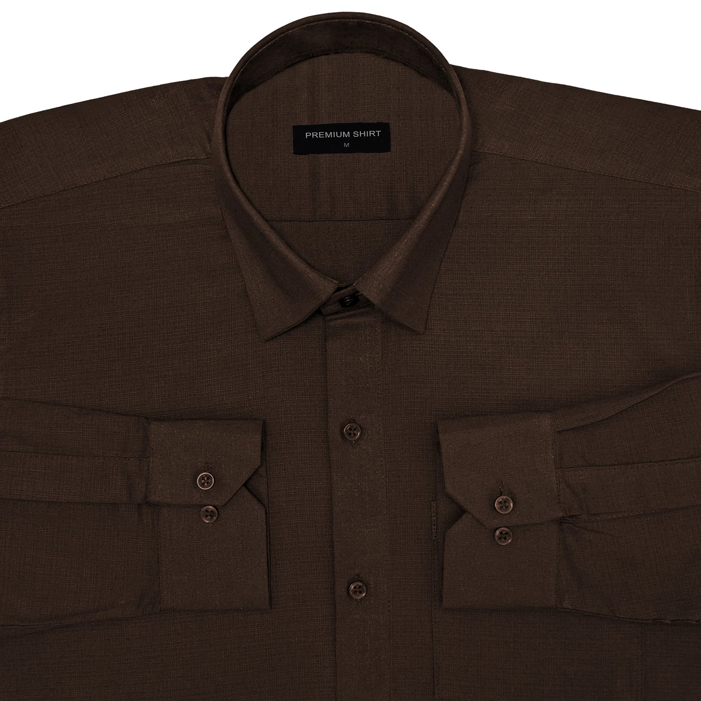 Brown Textured Linen Shirt For Men